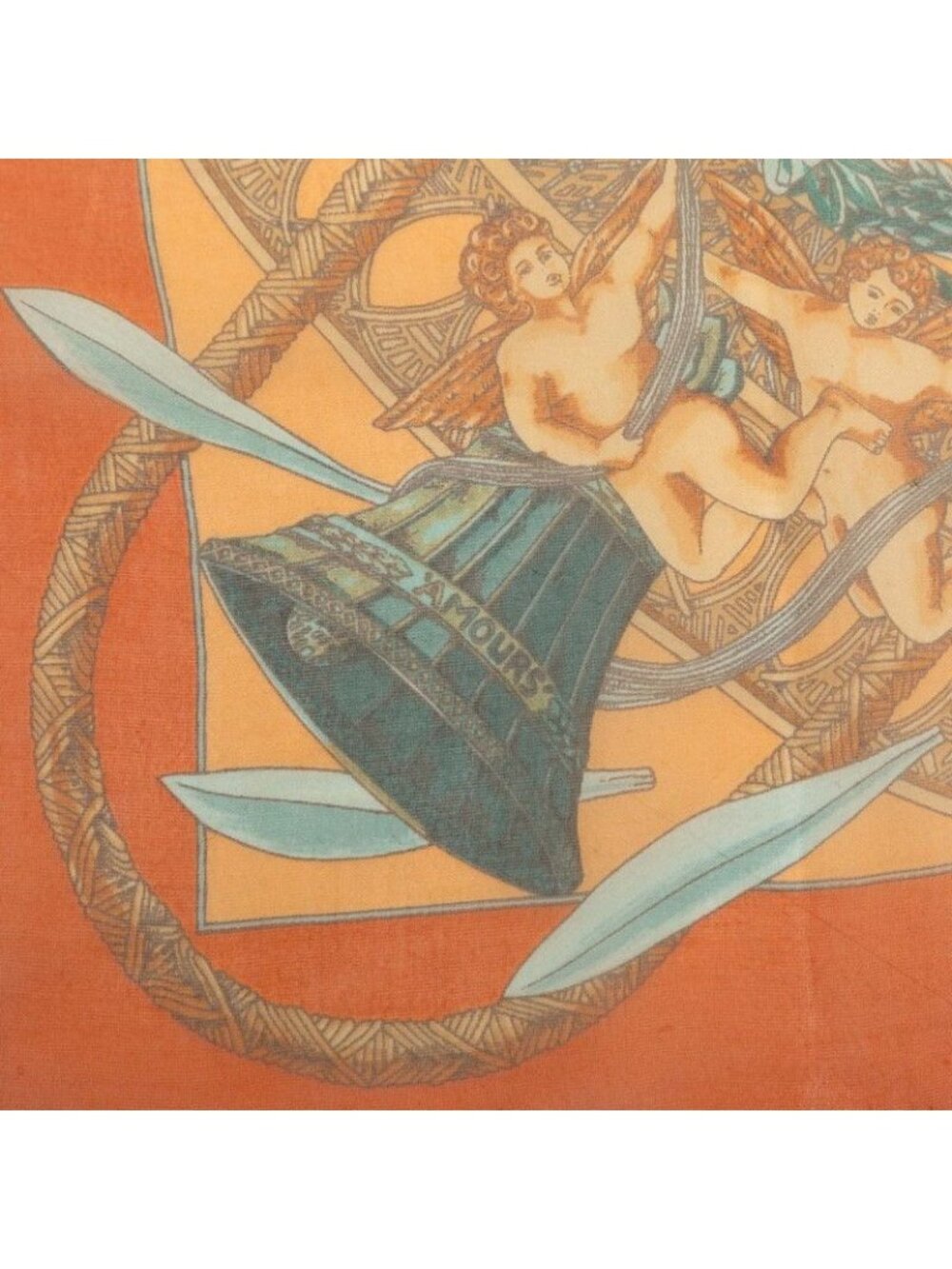 Hermes Carre 45 Amore Amours Scarf Orange Multicolor Silk - Picture 5 of 7